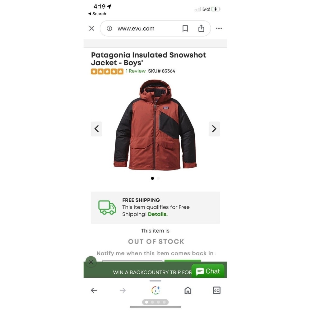 Kids patagonia snowshot jacket